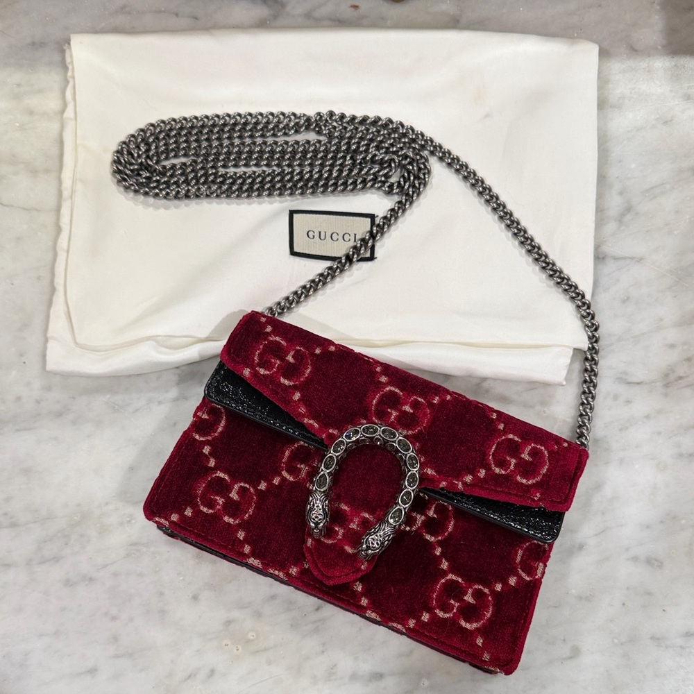 Gucci Dionysus Burgundy Velvet Mini Bag